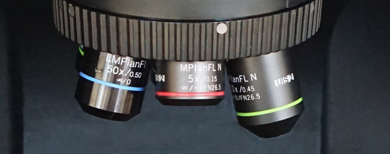 [Raman] Objective Lens & Sampling Optics | Magnification · Working Distance · Sample Observation